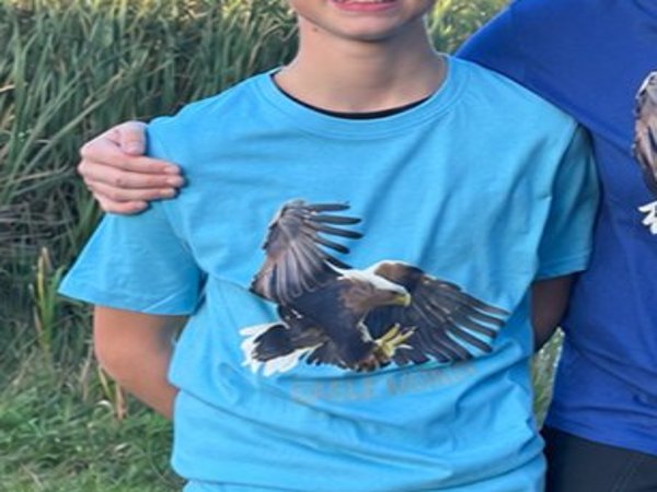 Lyseblå Eagle World børne-T-shirt med ørne-print